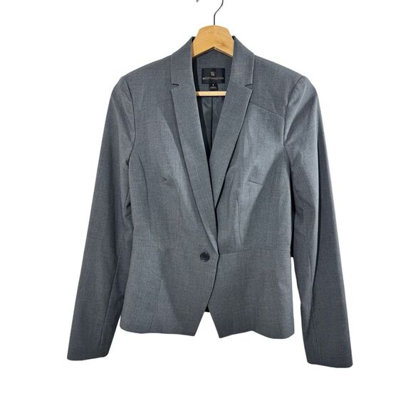 Worthington Gray Long Sleeve Blazer Jacket Size 4 Single Button Formal Career - Picture 1 of 12